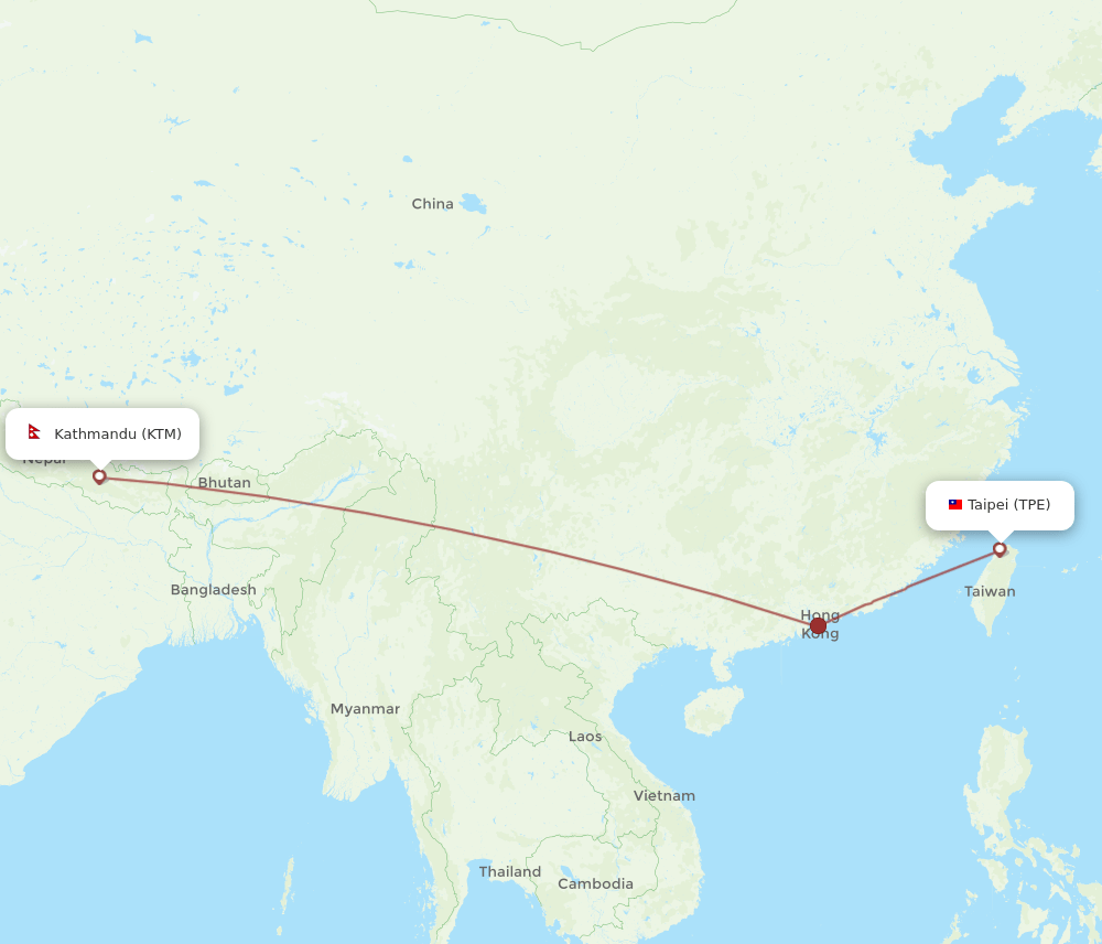 TPE-KTM flight routes