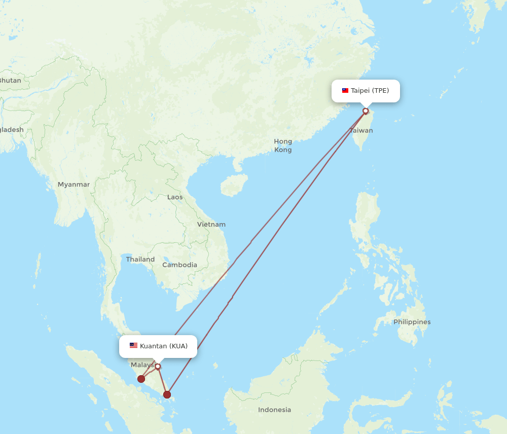 TPE-KUA flight routes