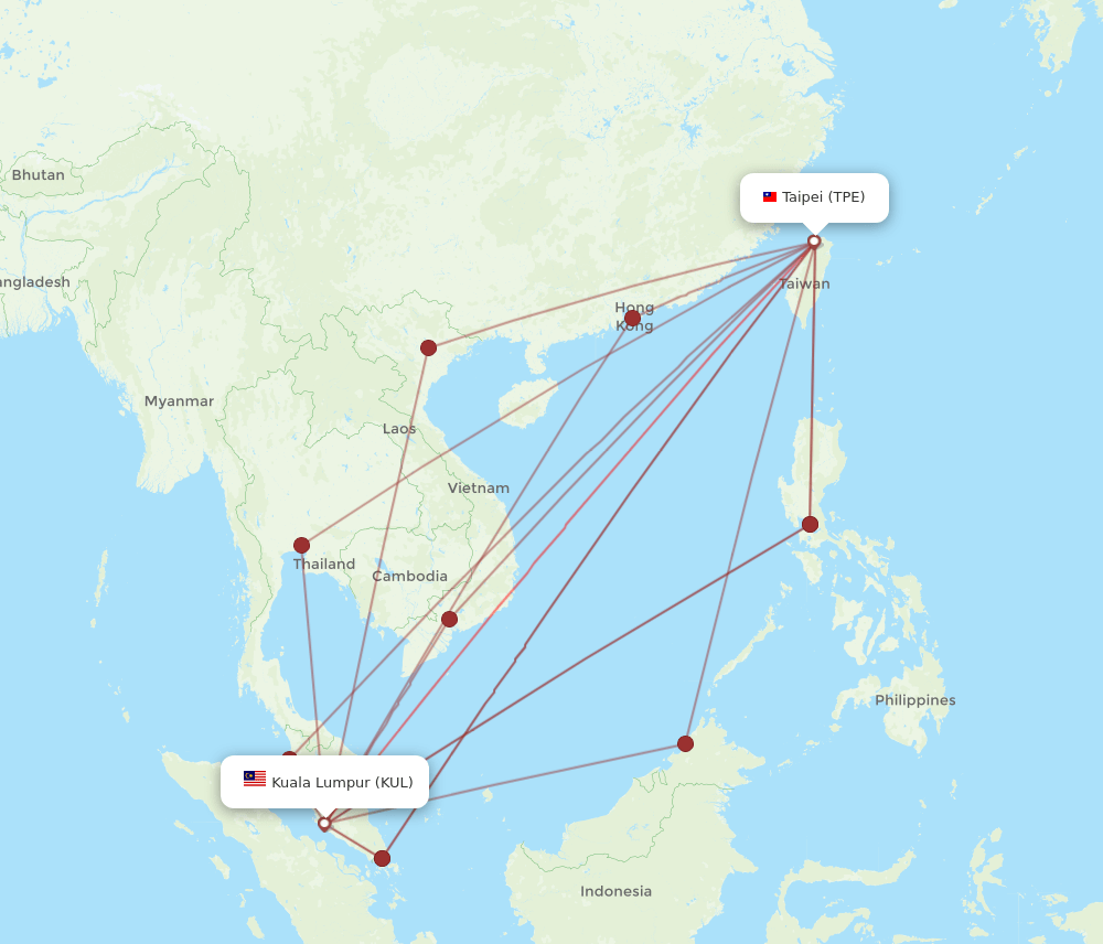 TPE-KUL flight routes