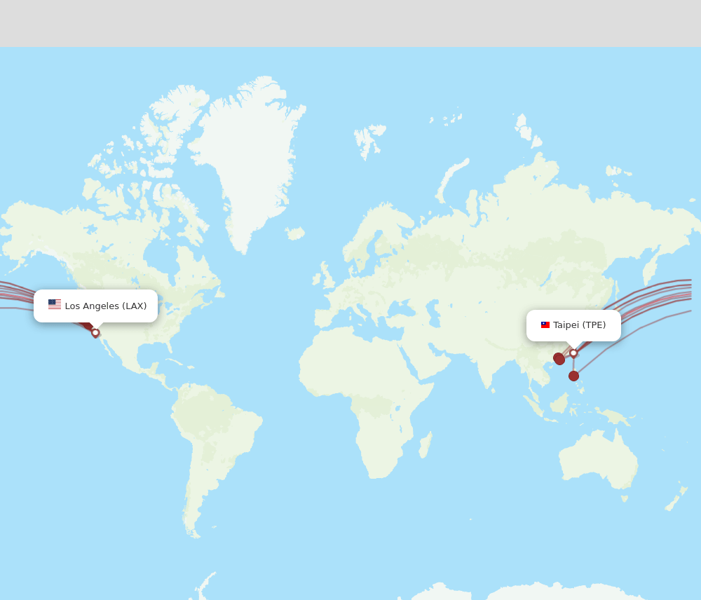 TPE to LAX flights and routes map