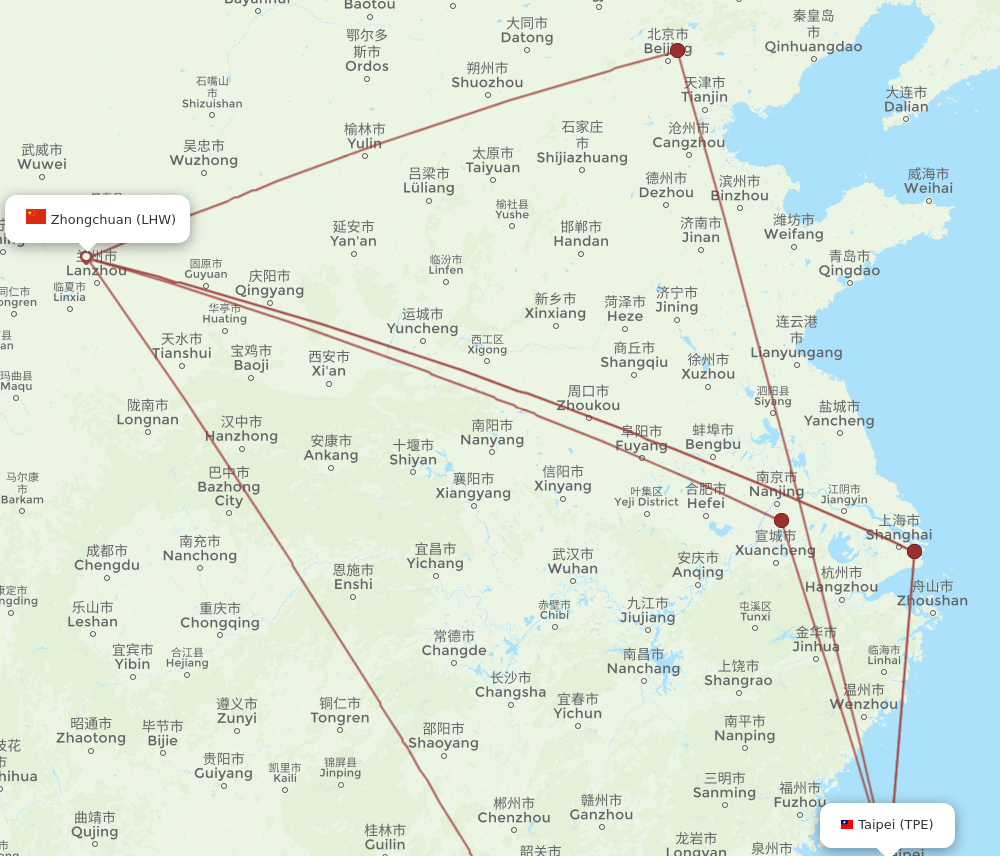 TPE-LHW flight routes