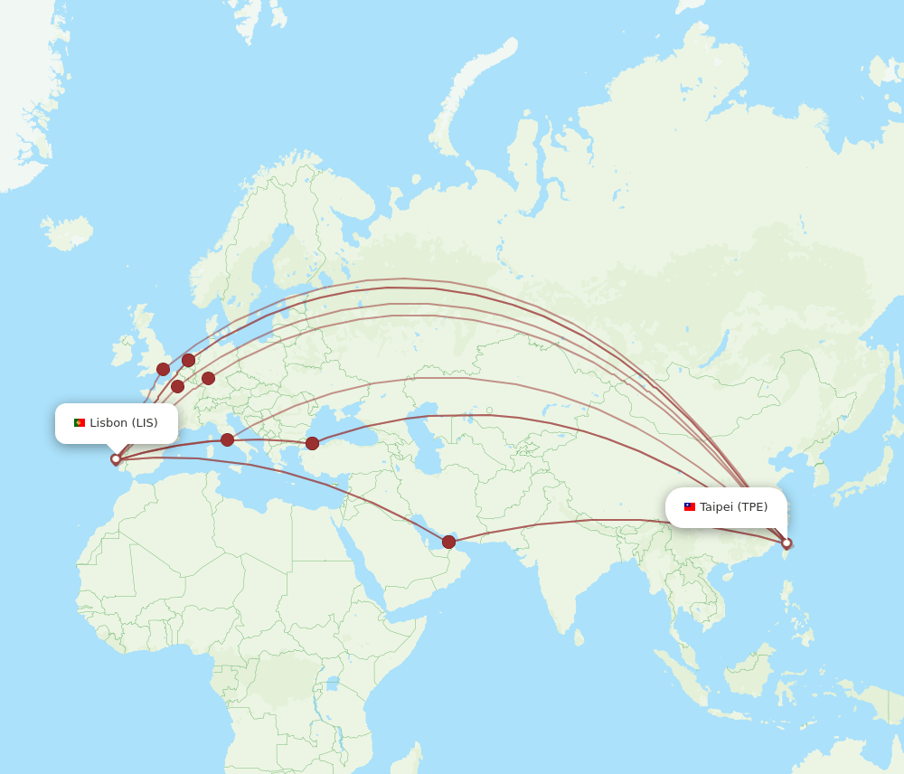 TPE-LIS flight routes