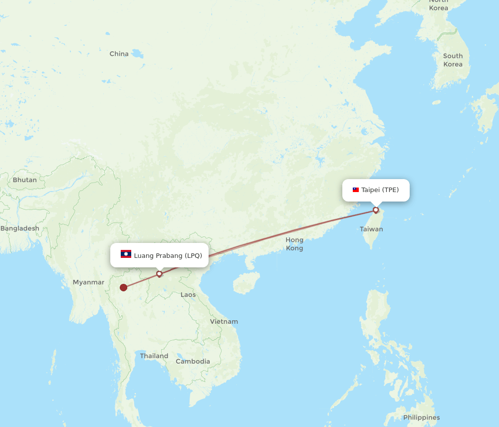 TPE to LPQ flights and routes map