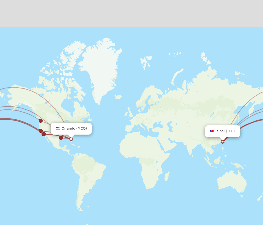 TPE-MCO flight routes