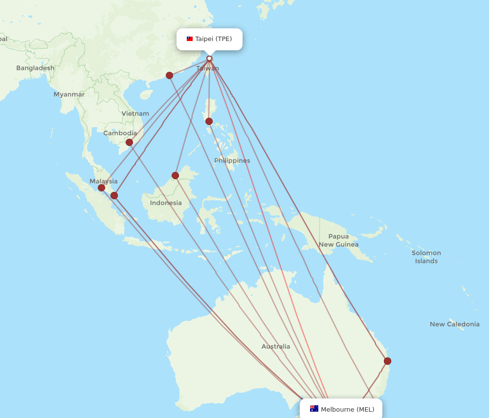 TPE-MEL flight routes