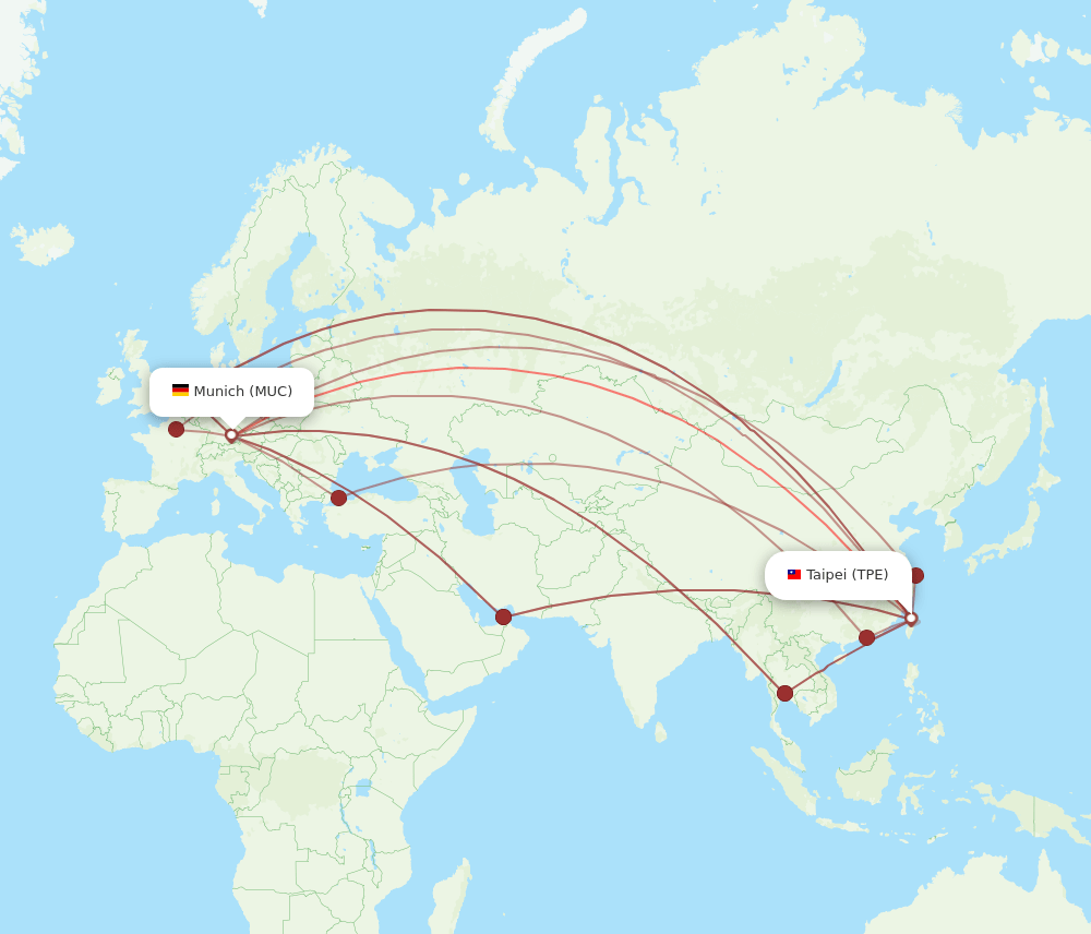 TPE to MUC flights and routes map
