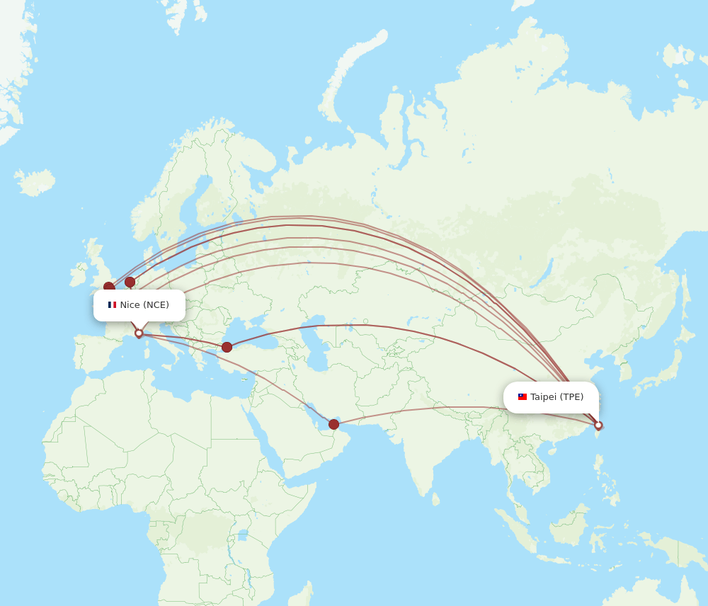TPE-NCE flight routes