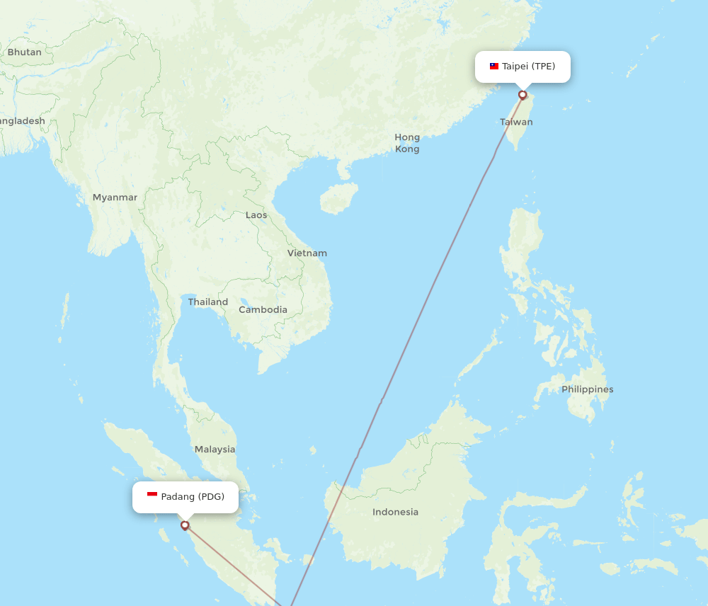 TPE-PDG flight routes