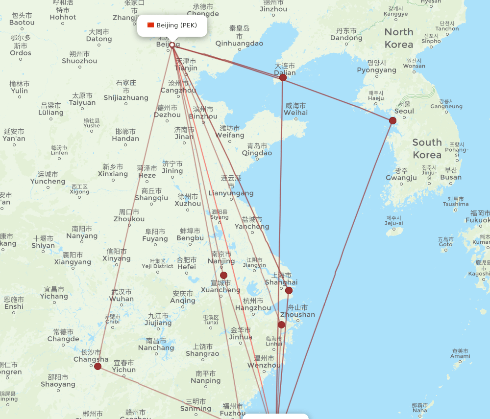 TPE-PEK flight routes