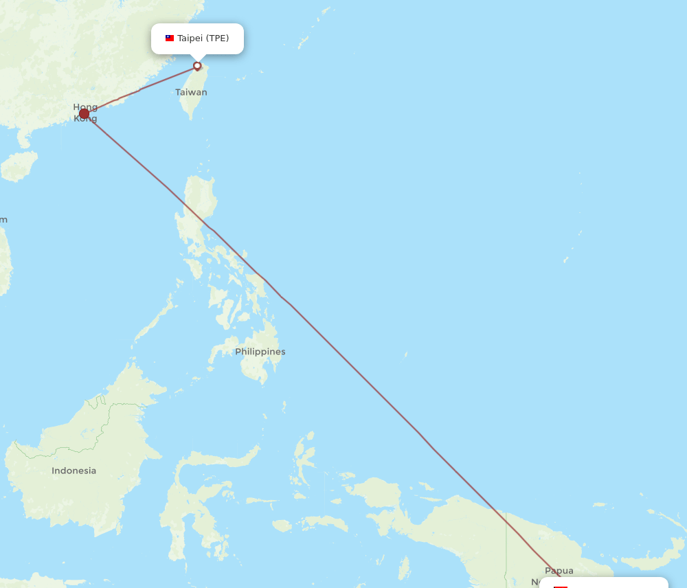 TPE to POM flights and routes map