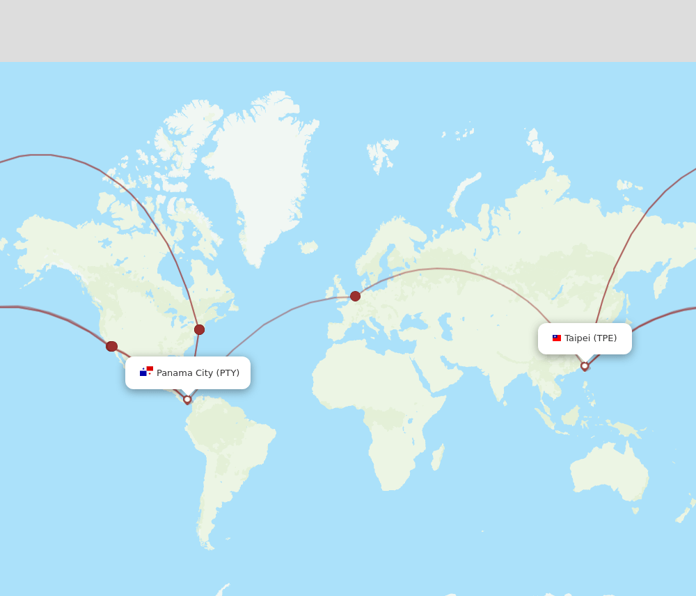 TPE to PTY flights and routes map