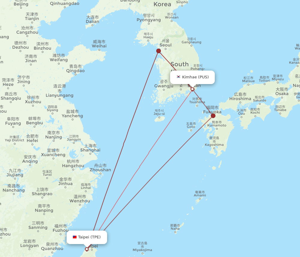 TPE-PUS flight routes