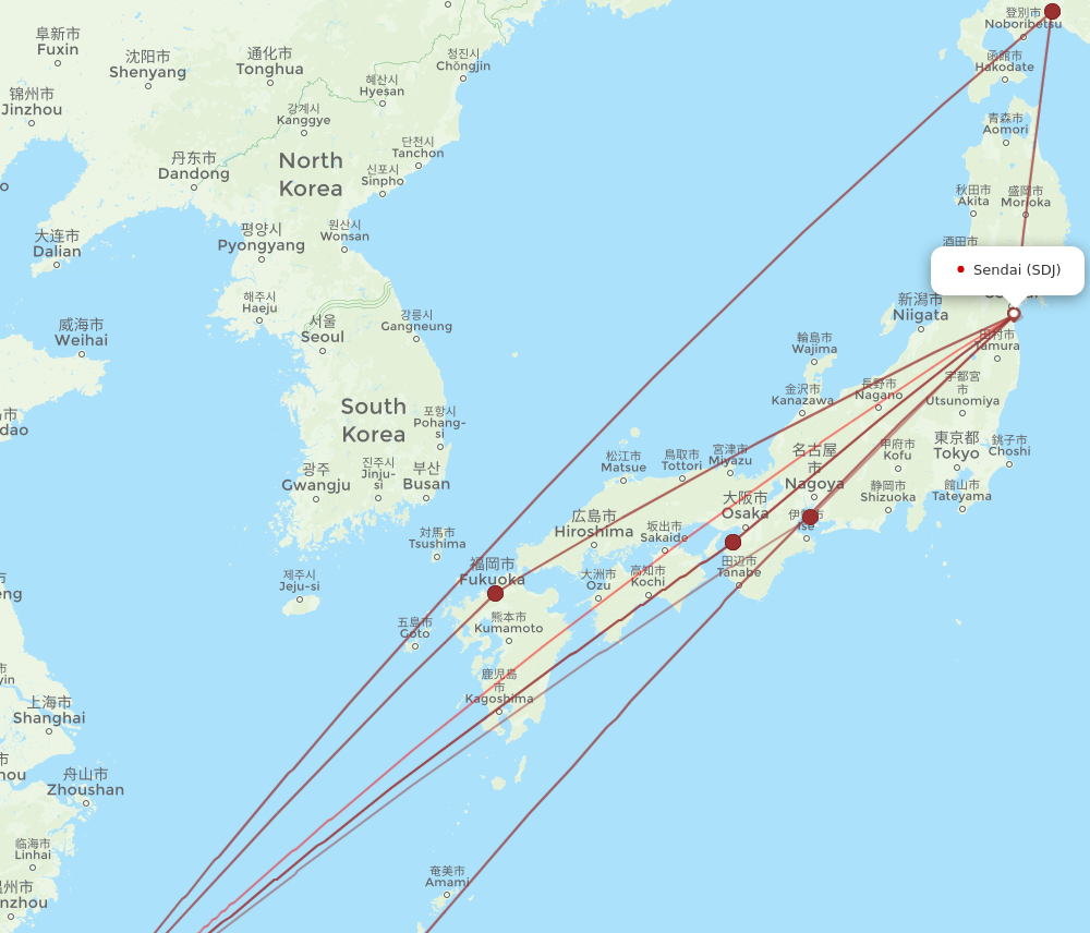 TPE to SDJ flights and routes map