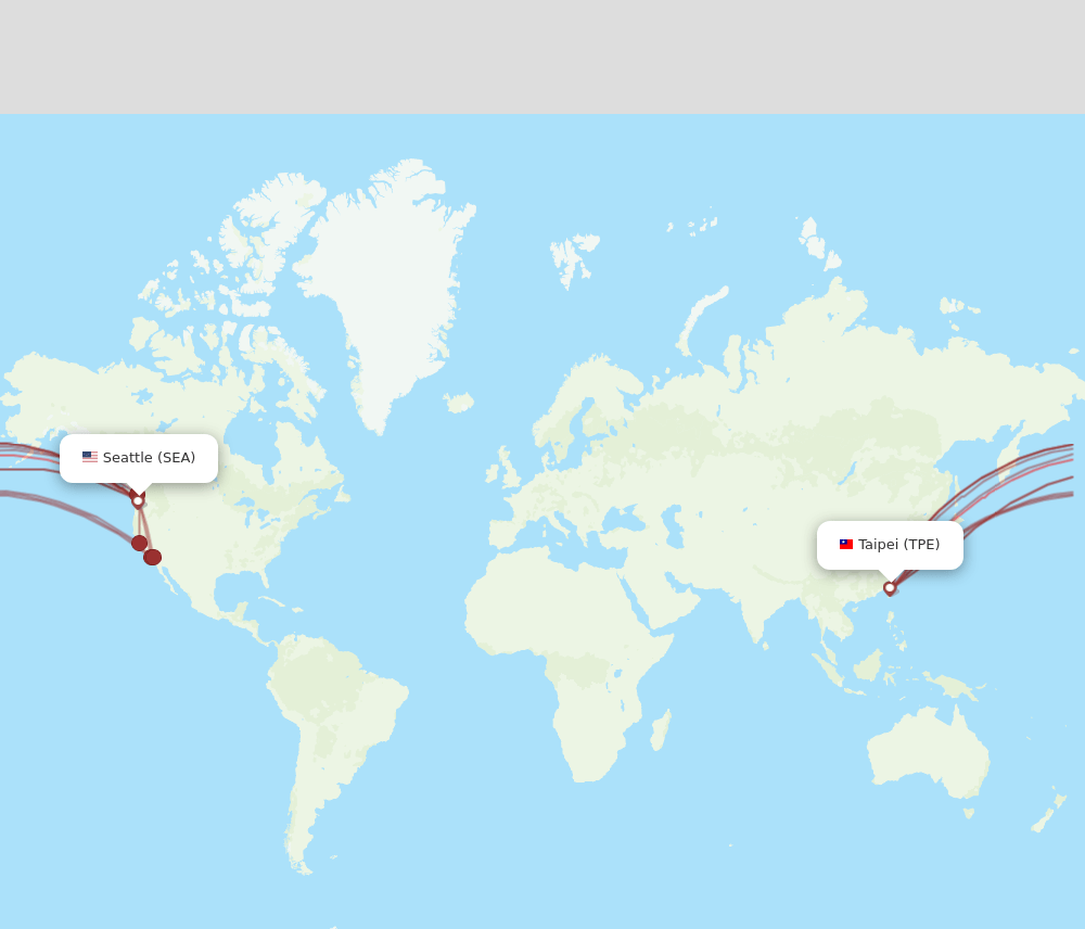 TPE to SEA flights and routes map