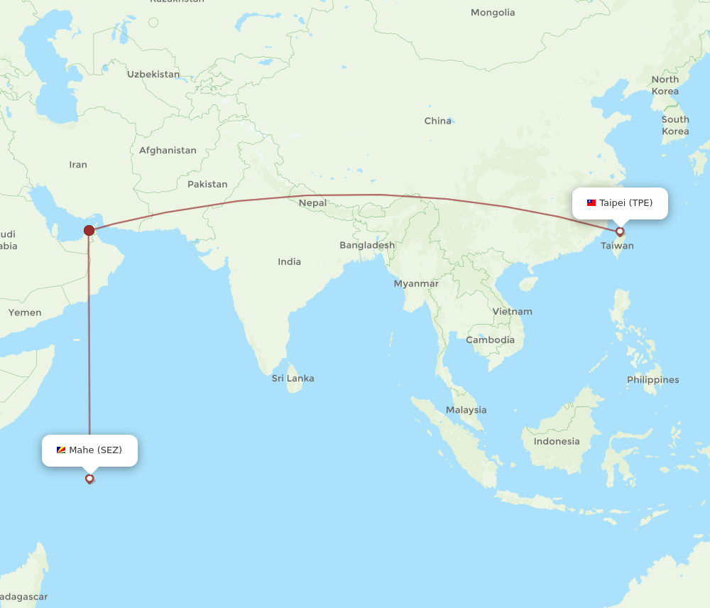 TPE to SEZ flights and routes map