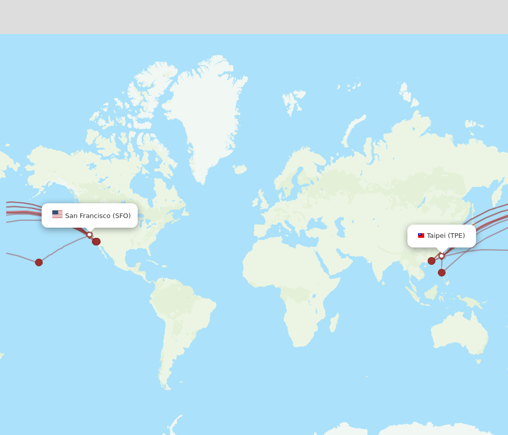 TPE to SFO flights and routes map