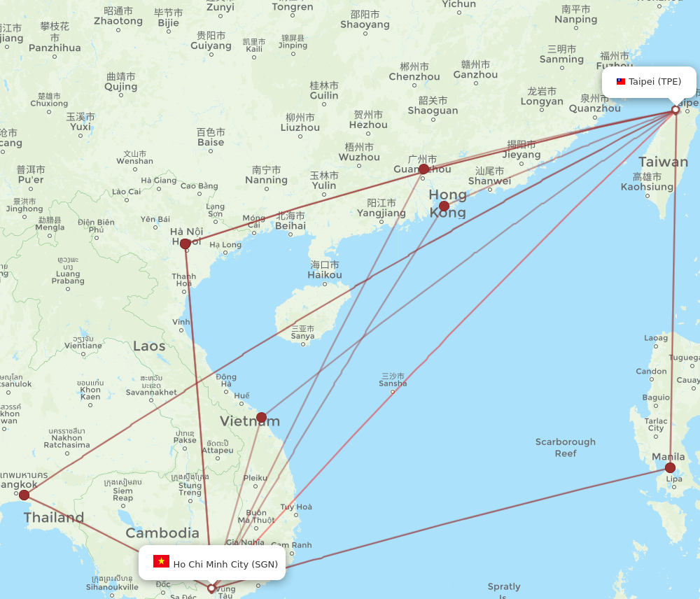 TPE to SGN flights and routes map