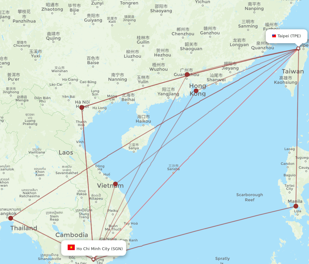 TPE-SGN flight routes