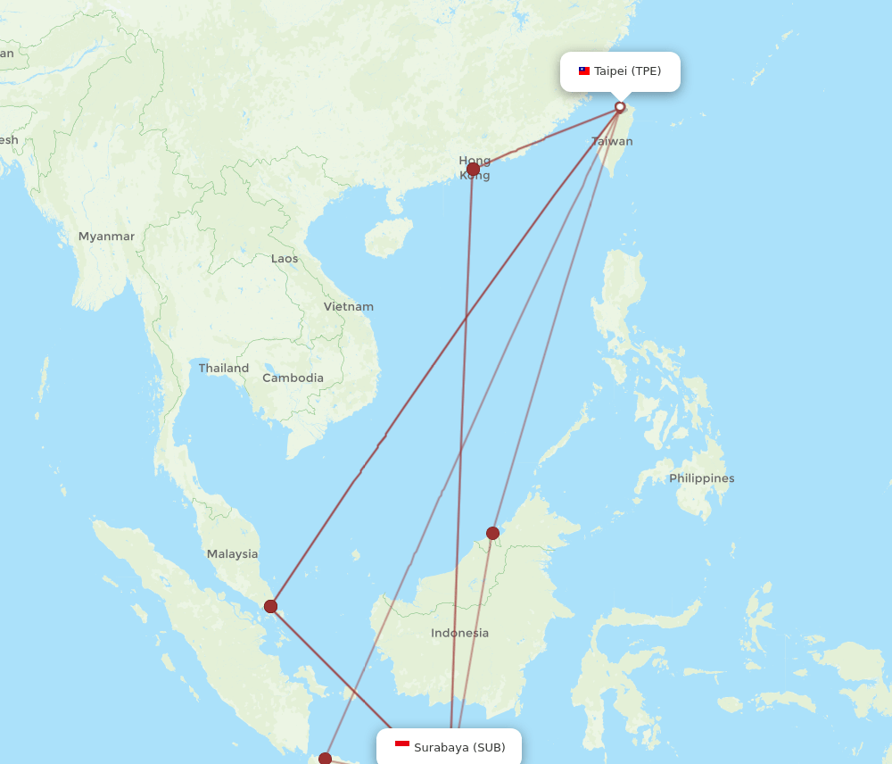 TPE-SUB flight routes