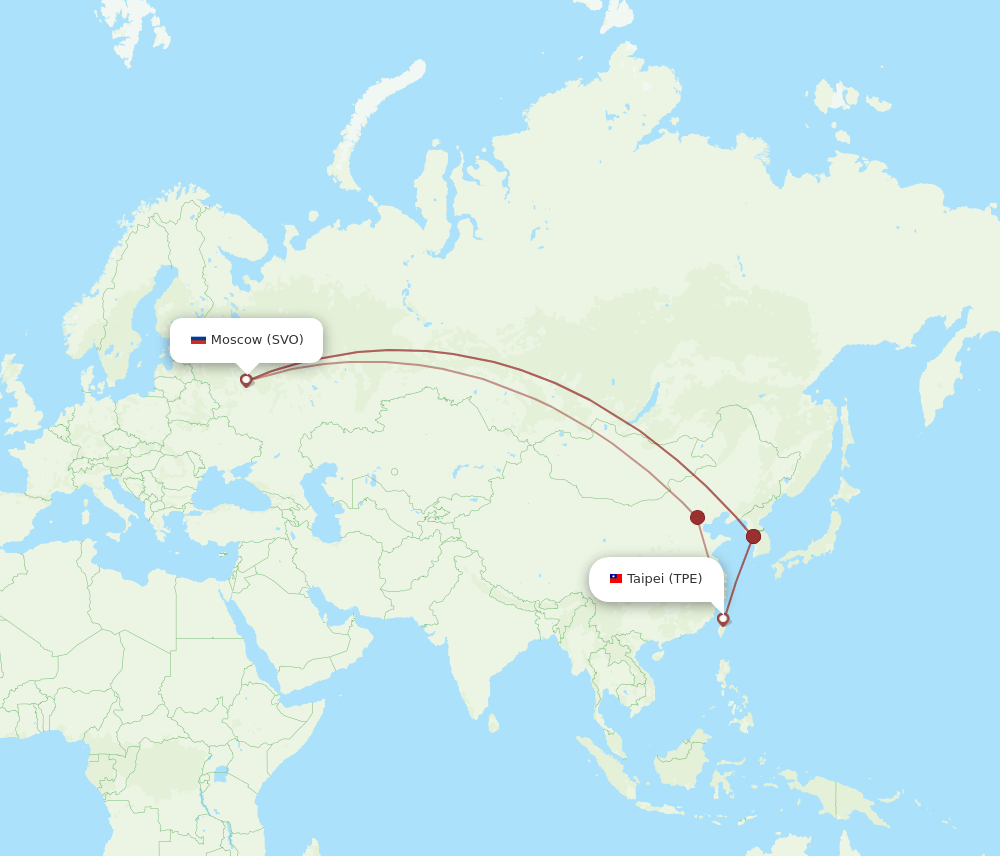 TPE-SVO flight routes