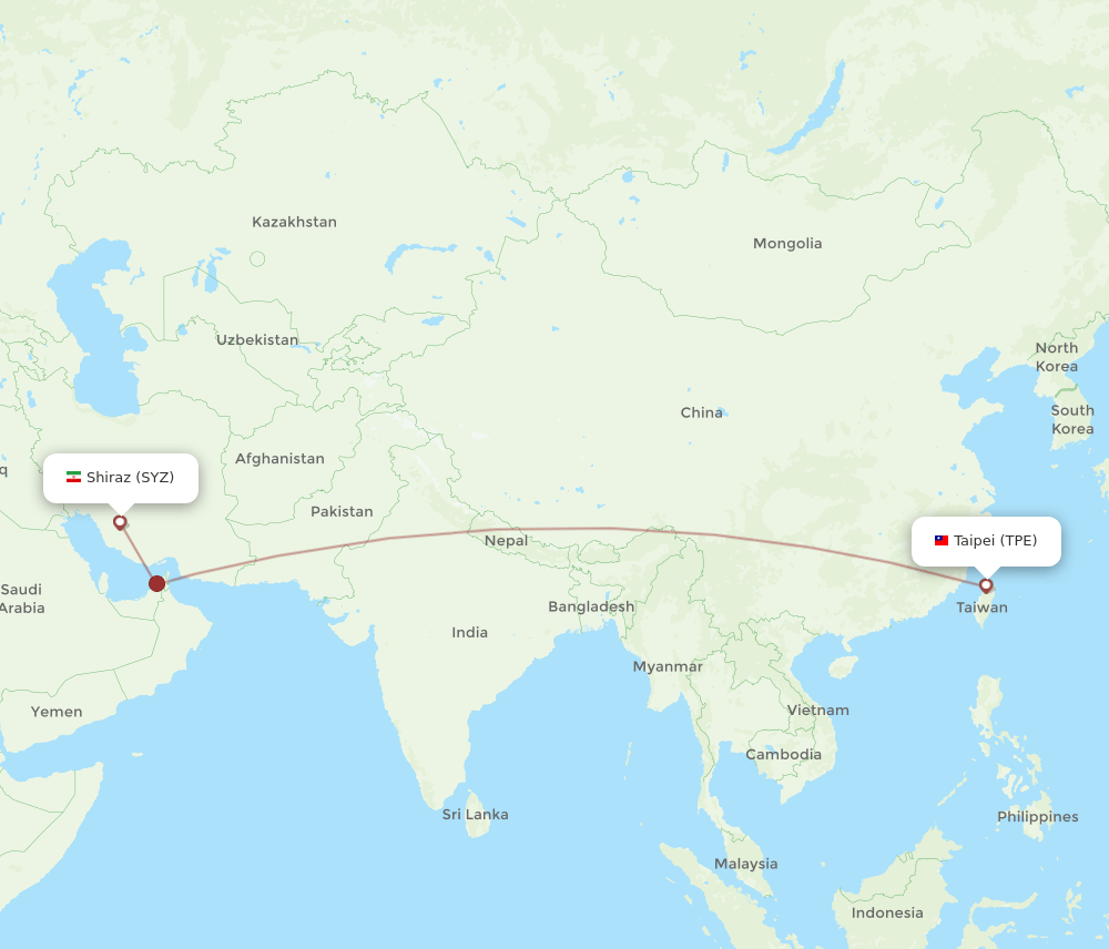 TPE-SYZ flight routes