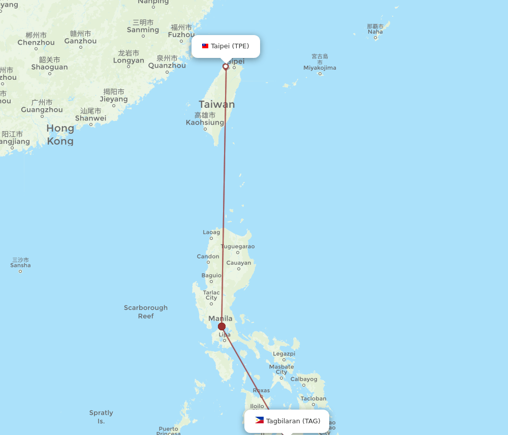 TPE-TAG flight routes