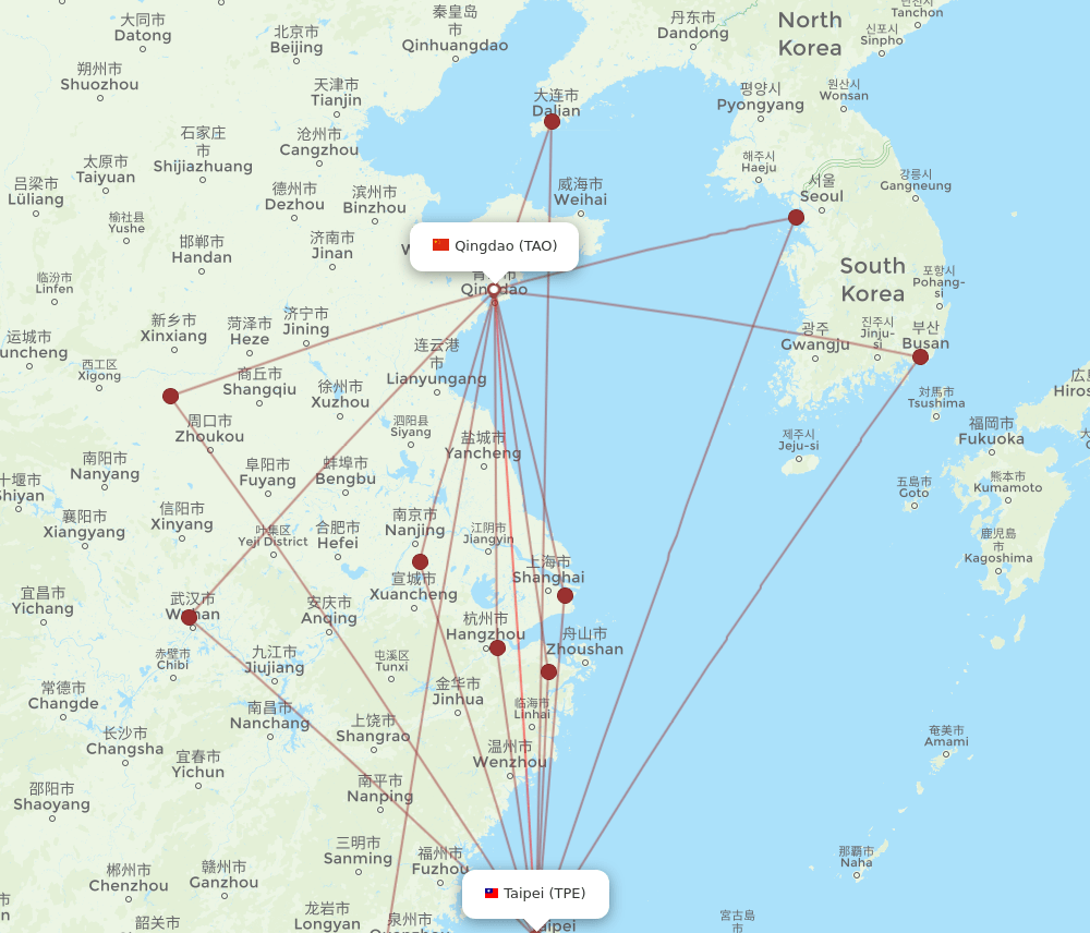 TPE-TAO flight routes