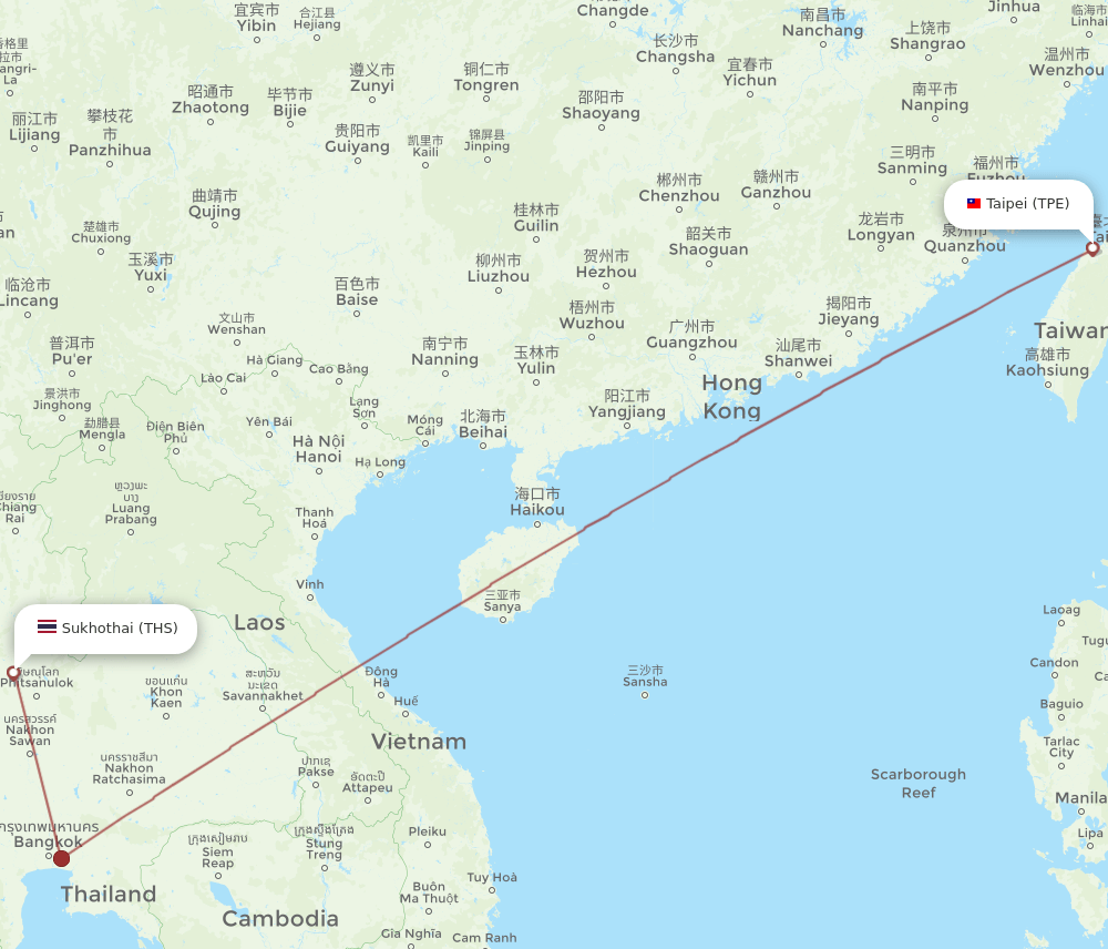 TPE-THS flight routes
