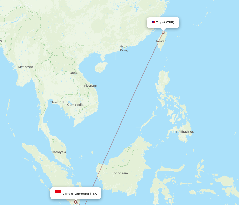 TPE-TKG flight routes