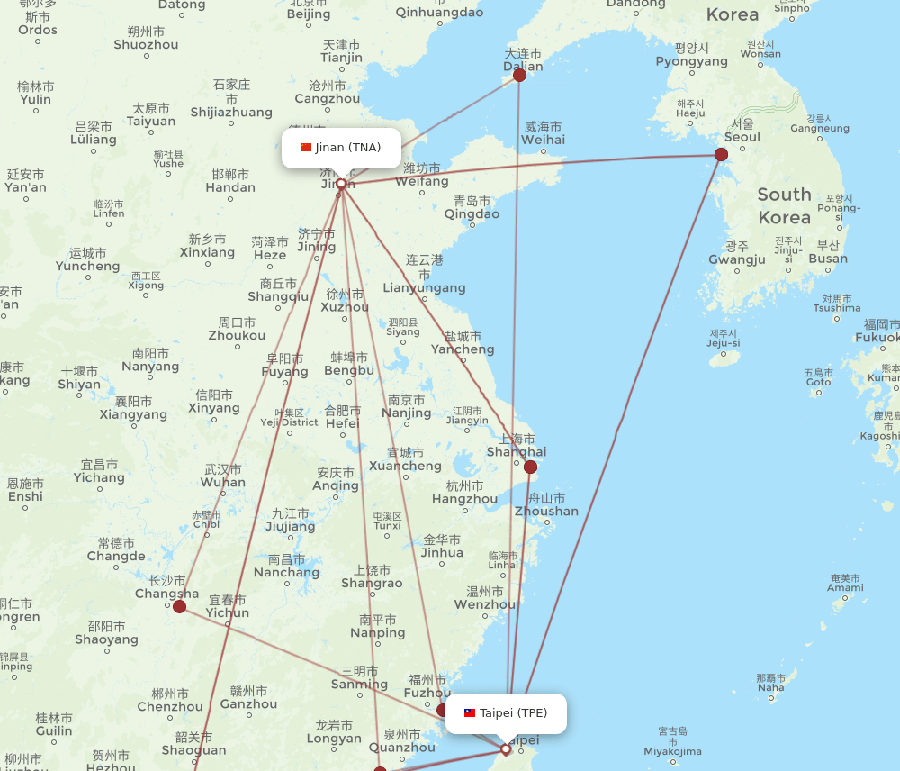TPE-TNA flight routes