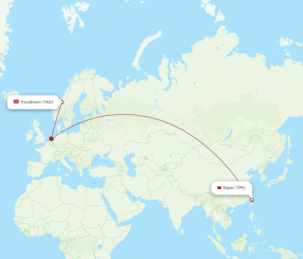 TPE to TRD flights and routes map
