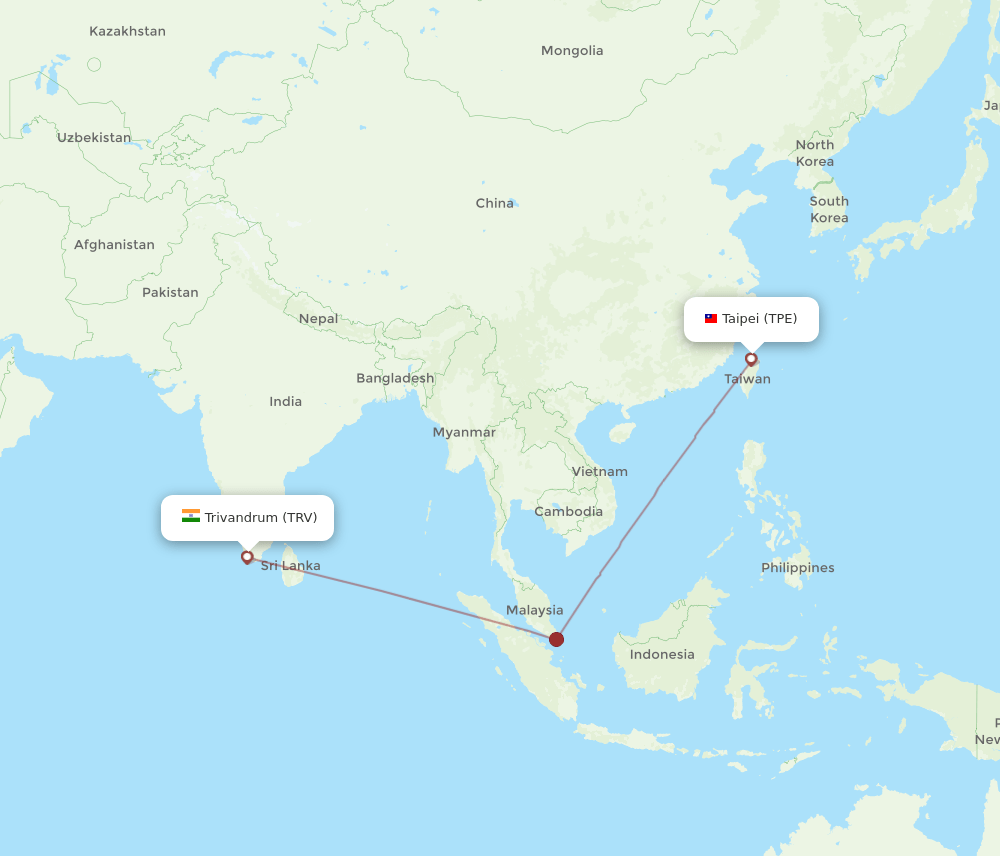 TPE-TRV flight routes