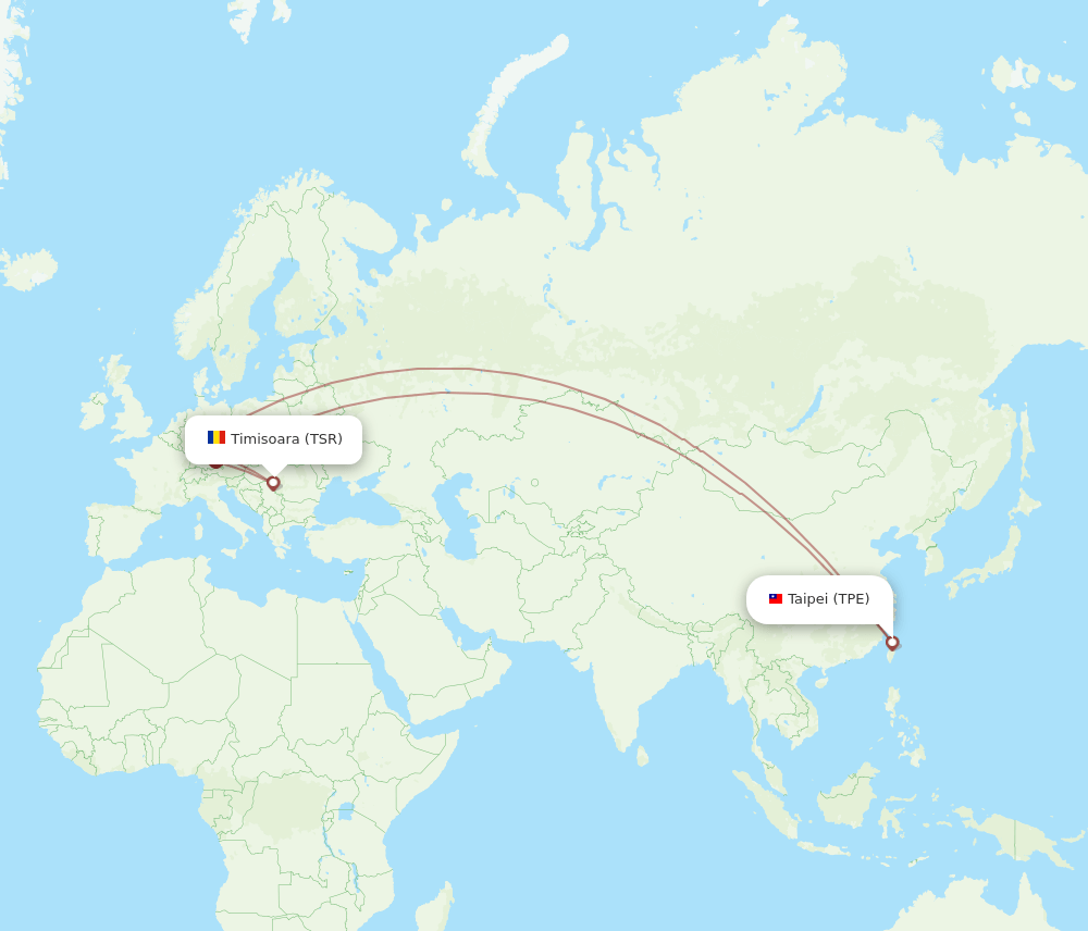 TPE-TSR flight routes