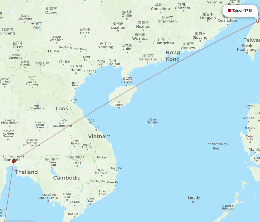 TPE to TST flights and routes map