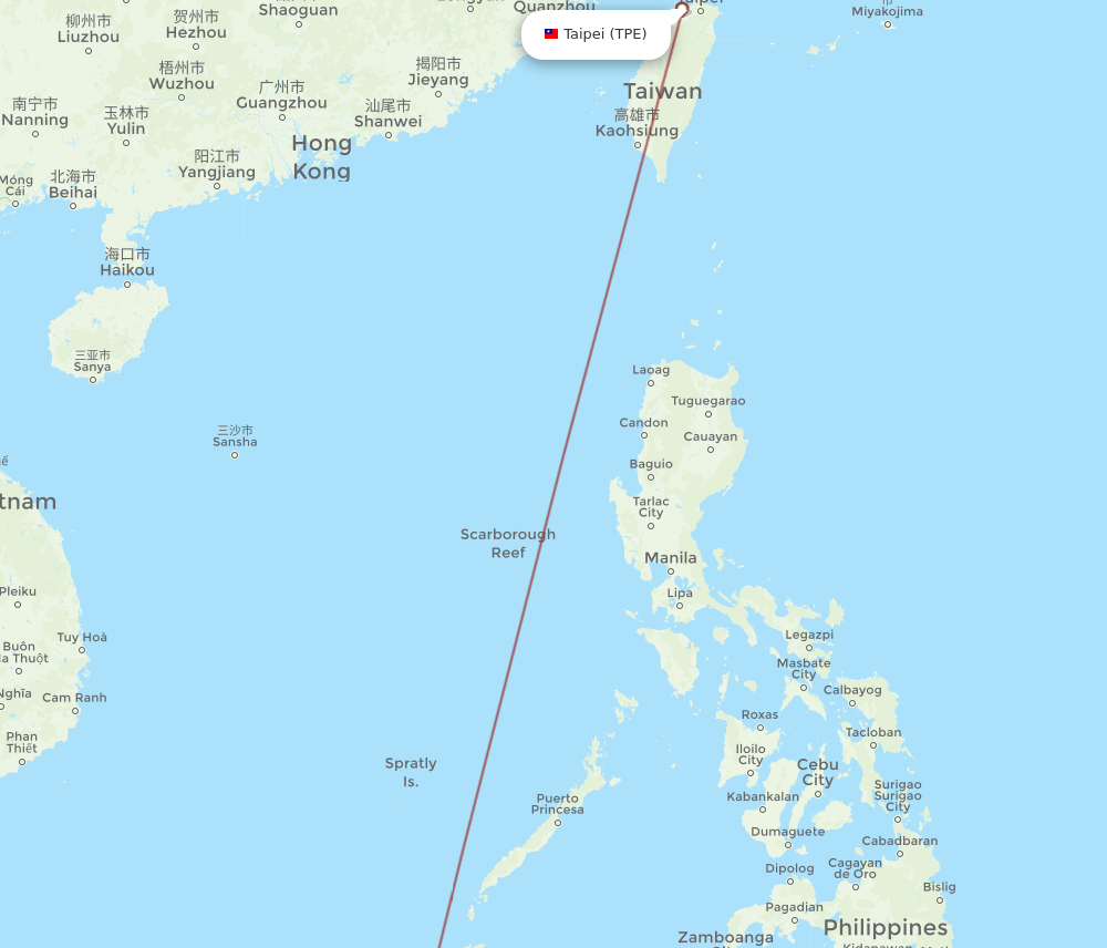 TPE-TWU flight routes