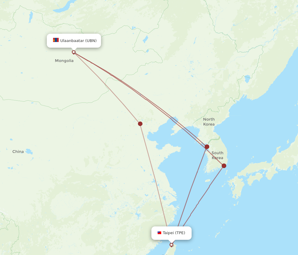 TPE-UBN flight routes