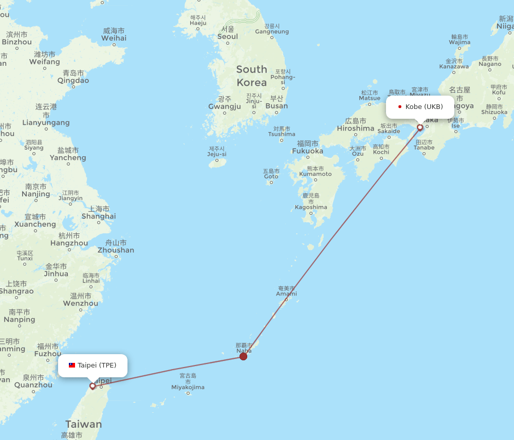 TPE to UKB flights and routes map