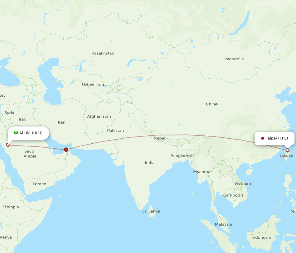 TPE-ULH flight routes