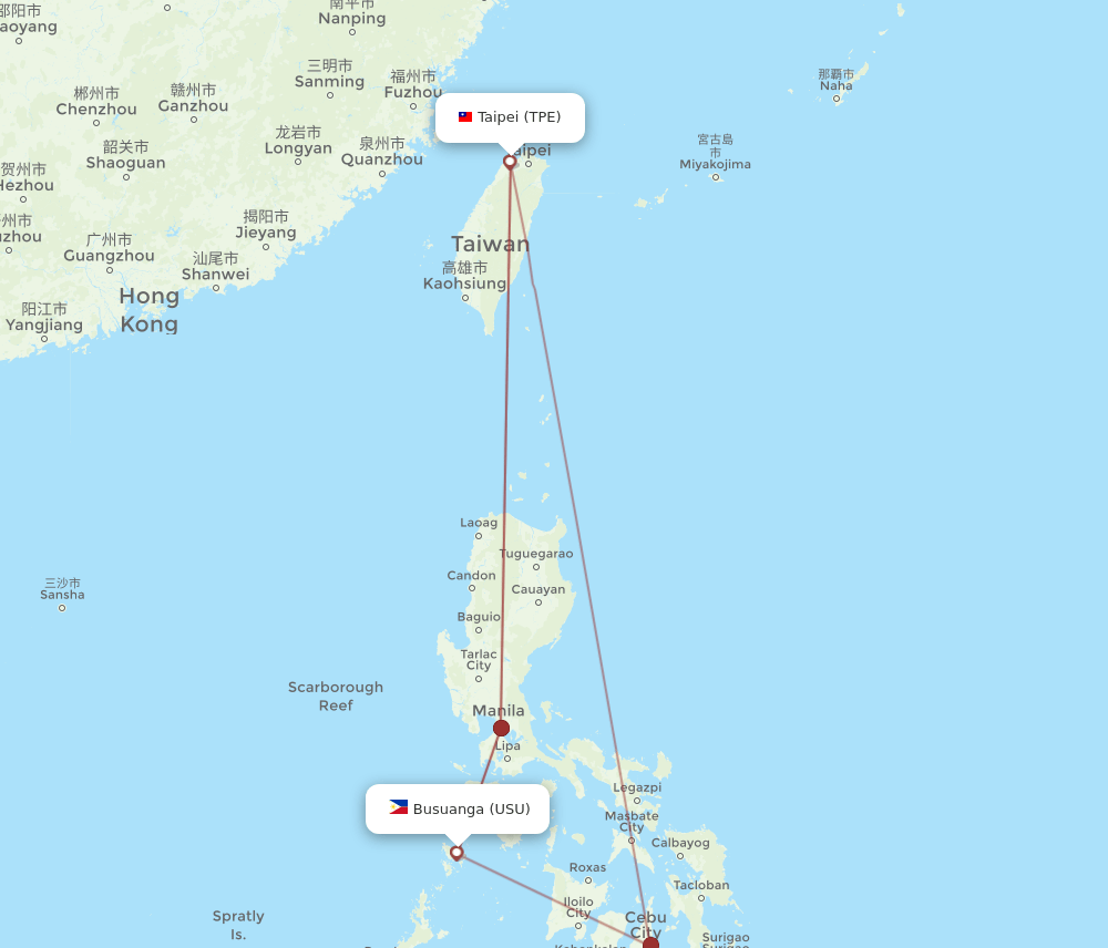 TPE-USU flight routes