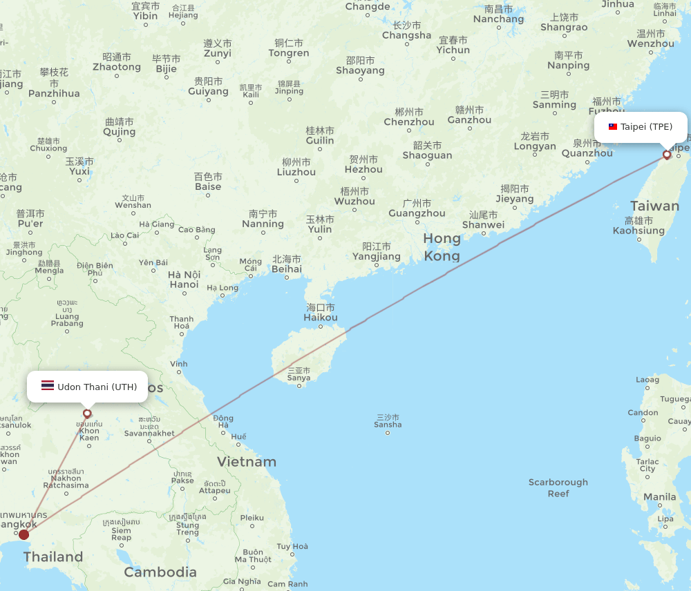 TPE-UTH flight routes