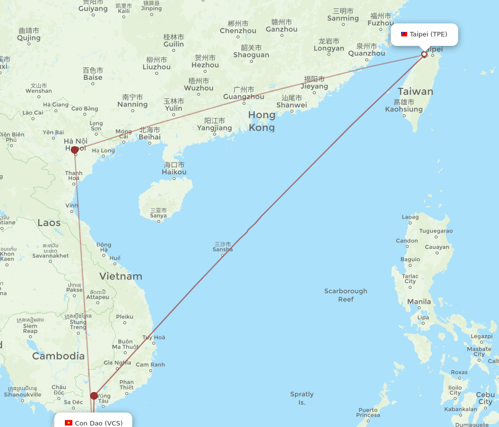 TPE-VCS flight routes