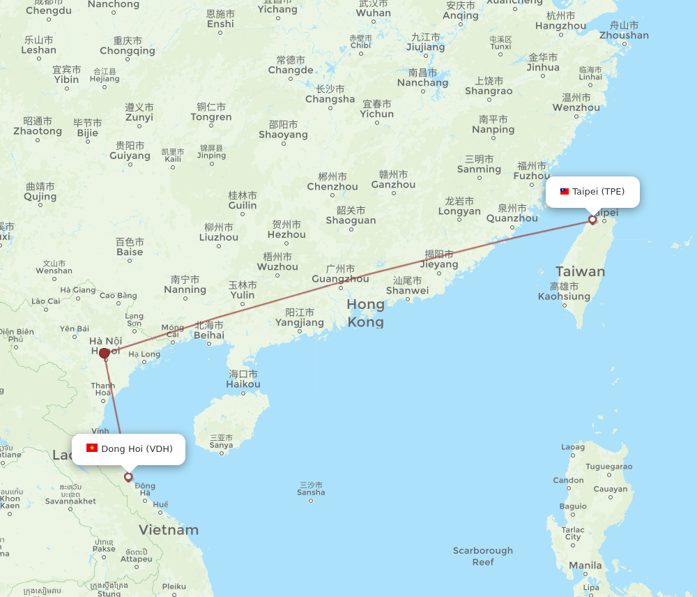 TPE-VDH flight routes