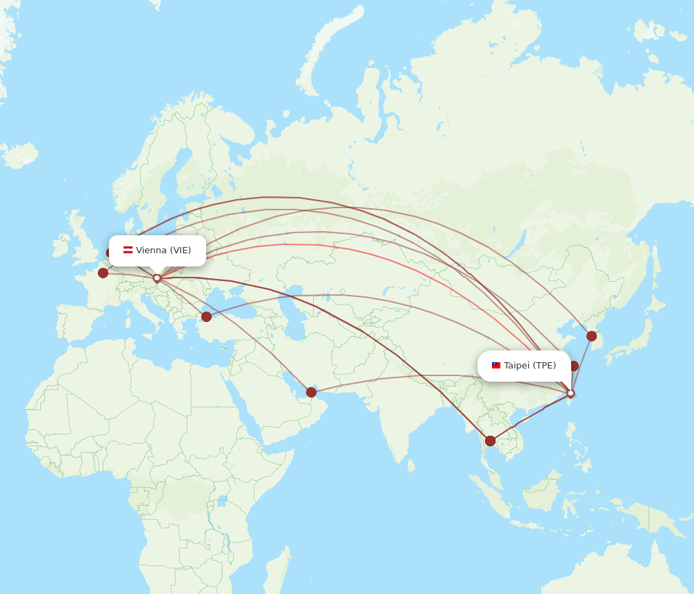 TPE to VIE flights and routes map