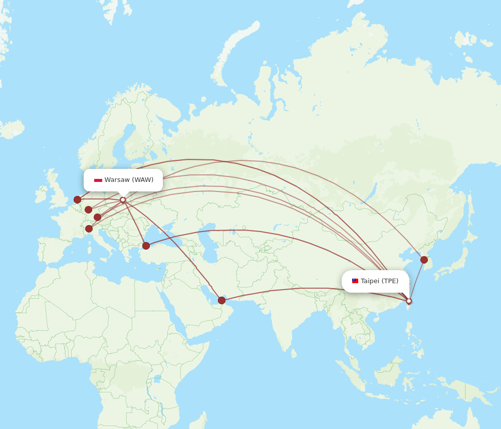 TPE-WAW flight routes