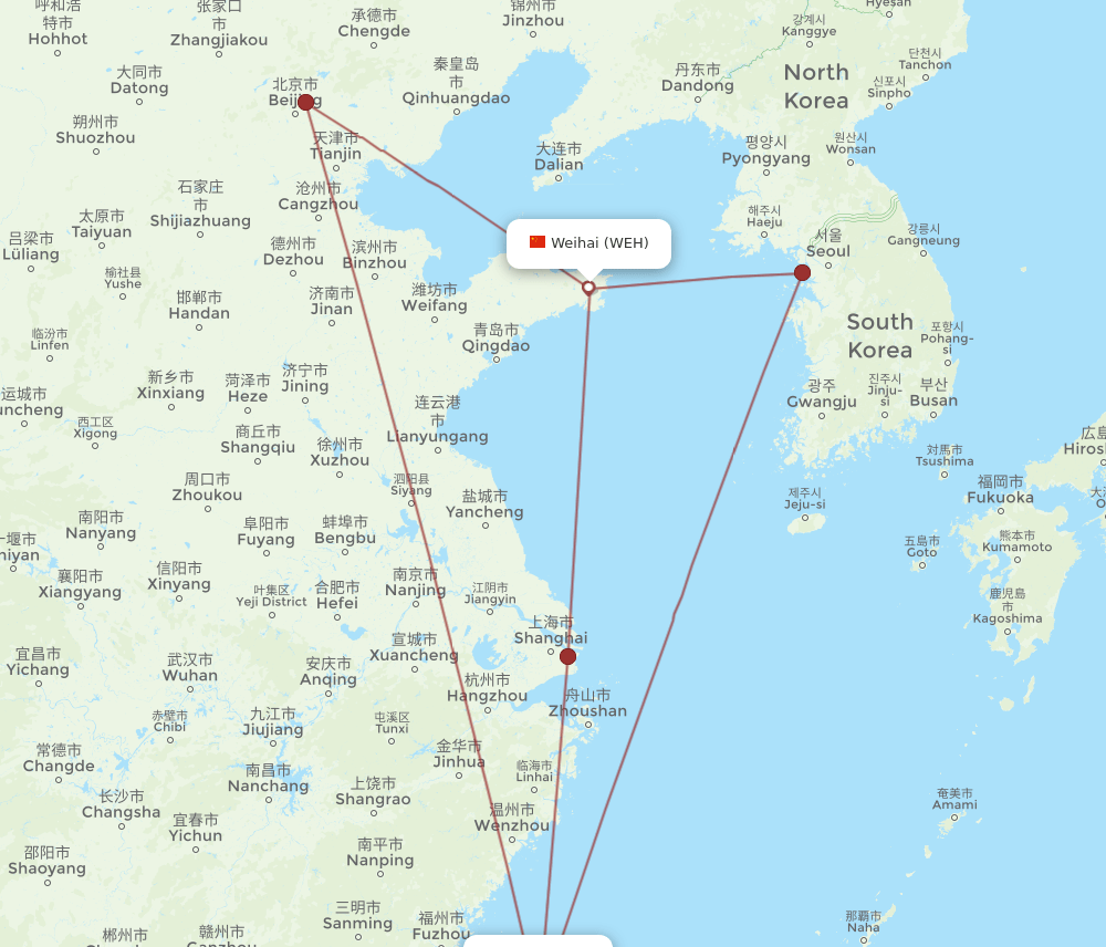 TPE-WEH flight routes