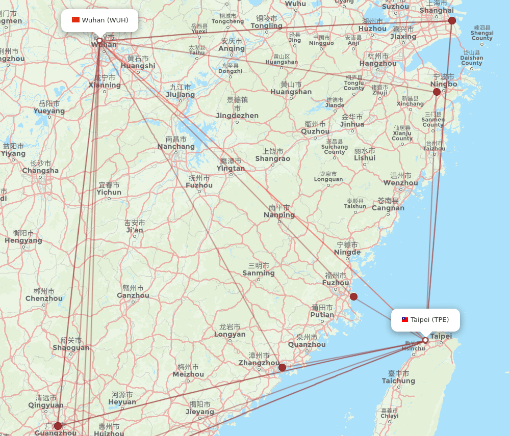 TPE-WUH flight routes