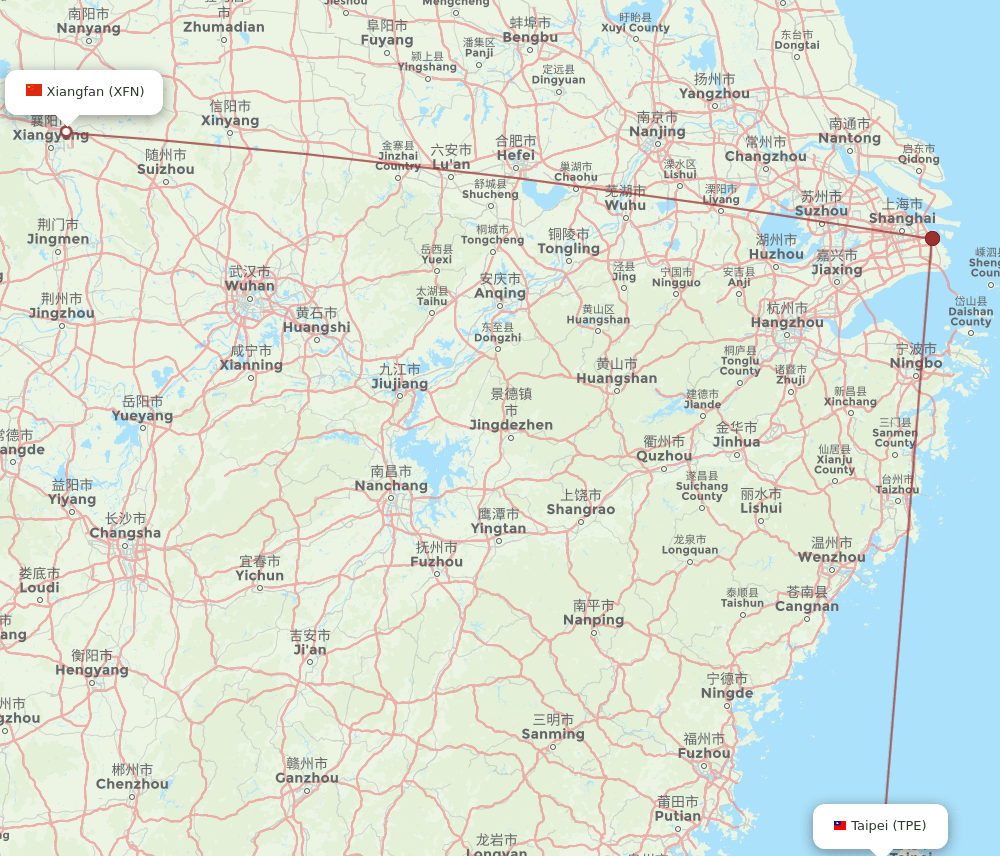 TPE to XFN flights and routes map