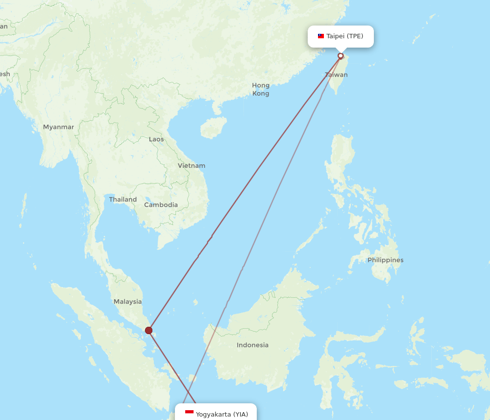 TPE-YIA flight routes