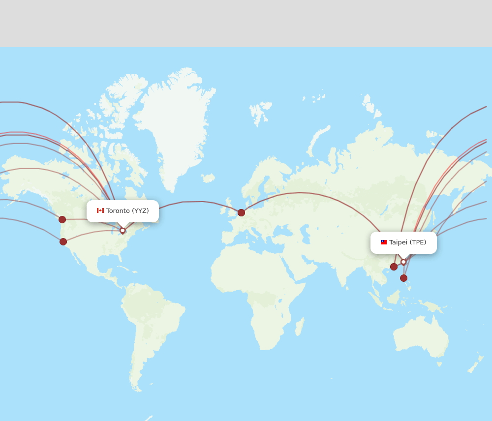 TPE to YYZ flights and routes map