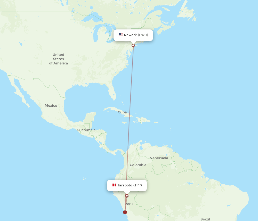 TPP-EWR flight routes